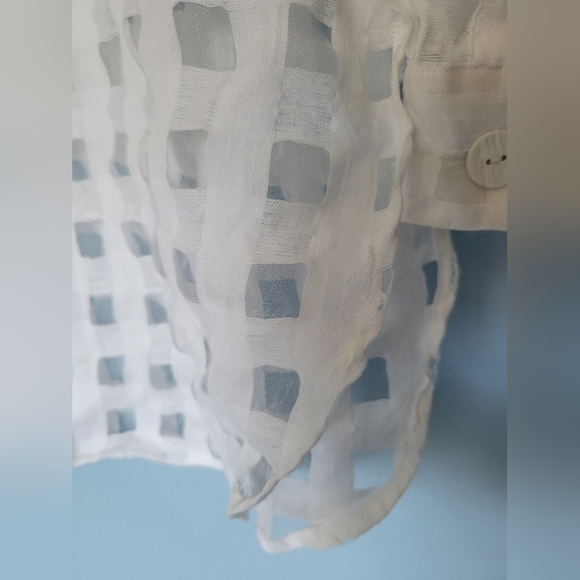 Ivano Boni Sheer Grid Plaid Cover-up Overlay Shirt White Large? - Picture 4 of 12
